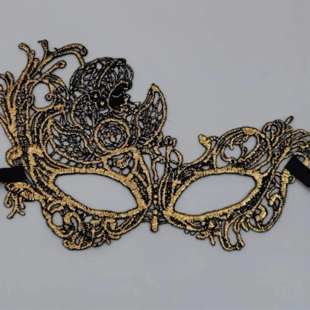Stunning Gold Lace Masquerade Mask - Handcrafted for Mardi Gras & Parties! NEW